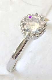 Imported 8x8 mm White Diamond Impression Ring ** Size 8 **